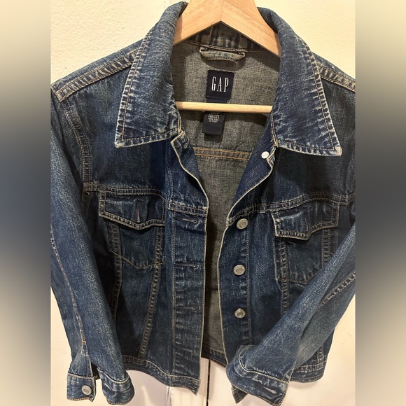 Gap dark blue denim crop jacket - Picture 1 of 4